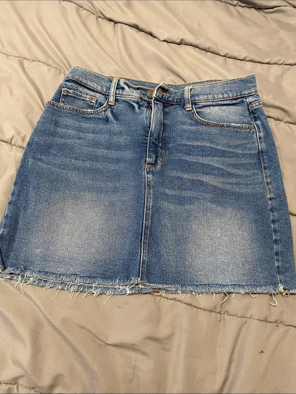 a.n.a Blue Denim Mini Skirt with Frayed Hem size 8